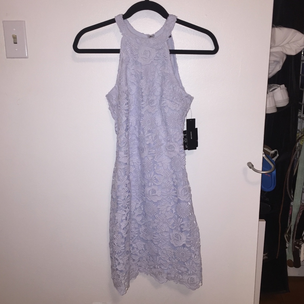 LULUS LOVE POEM LIGHT BLUE LACE DRESS